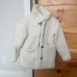 Girls White Fuzzy Coat